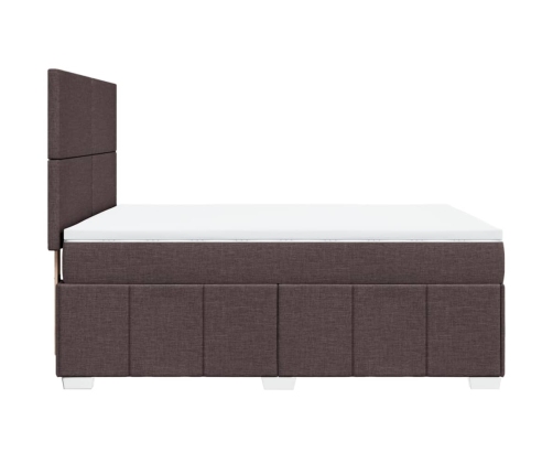 Cama box spring con colchón tela marrón oscuro 140x190 cm