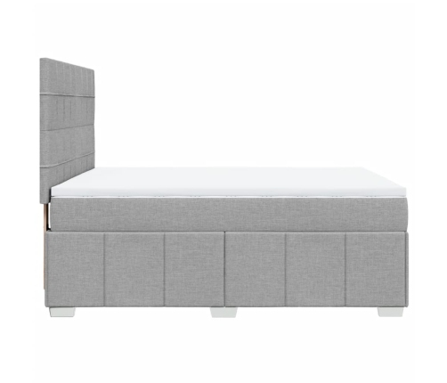 Cama box spring con colchón tela gris claro 140x190 cm