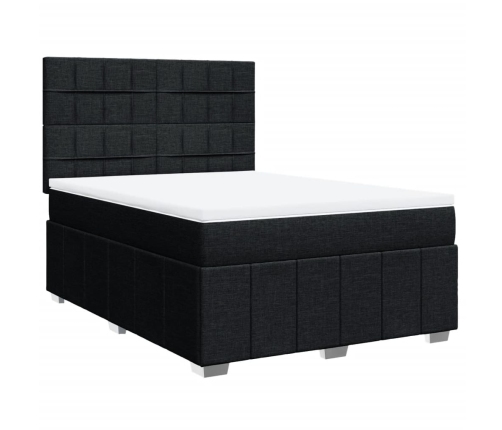 Cama box spring con colchón tela negro 140x190 cm