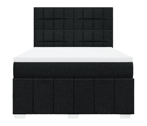 Cama box spring con colchón tela negro 140x190 cm