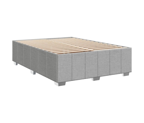 Cama box spring con colchón tela gris claro 140x190 cm