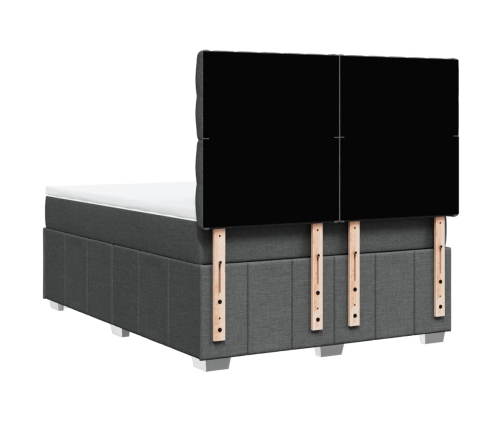 Cama box spring con colchón tela gris oscuro 140x190 cm