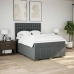 Cama box spring con colchón tela gris oscuro 140x190 cm