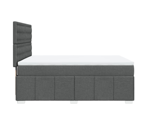 Cama box spring con colchón tela gris oscuro 140x190 cm