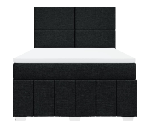 Cama box spring con colchón tela negro 140x200 cm