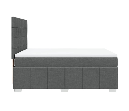 Cama box spring con colchón tela gris oscuro 140x200 cm