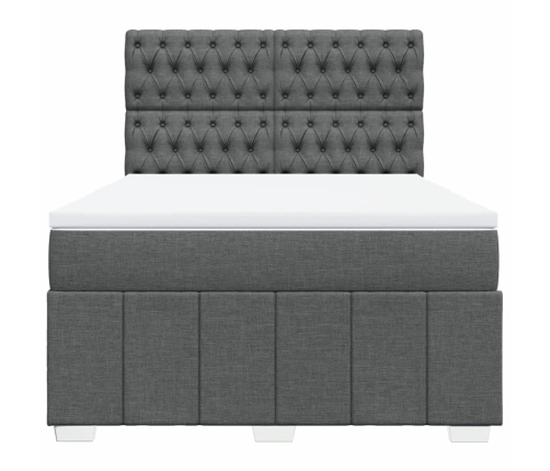 Cama box spring con colchón tela gris oscuro 140x200 cm