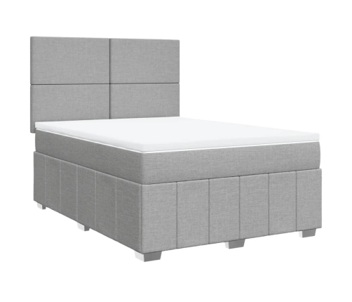 Cama box spring con colchón tela gris claro 160x200 cm