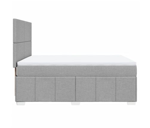 Cama box spring con colchón tela gris claro 160x200 cm