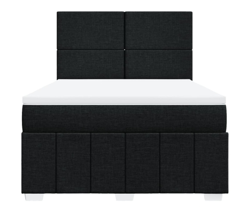 Cama box spring con colchón tela negro 160x200 cm