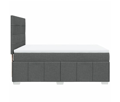 Cama box spring con colchón tela gris oscuro 160x200 cm