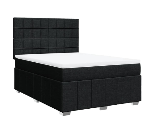 Cama box spring con colchón tela negro 160x200 cm