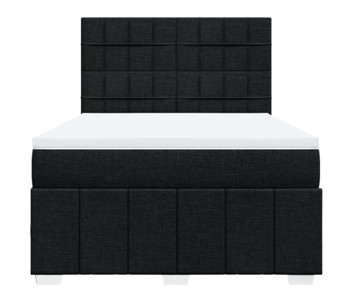 Cama box spring con colchón tela negro 160x200 cm