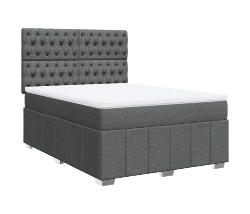 Cama box spring con colchón tela gris oscuro 160x200 cm