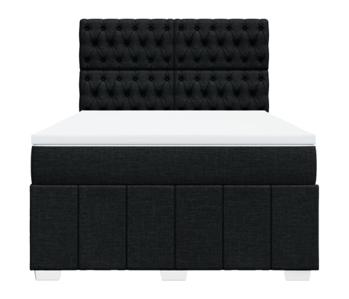 Cama box spring con colchón tela negro 160x200 cm