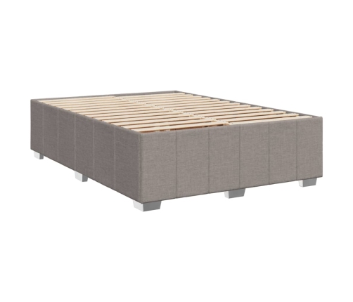 Cama box spring con colchón tela gris taupe 160x200 cm