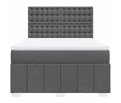 Cama box spring con colchón tela gris oscuro 160x200 cm