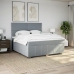 Cama box spring con colchón tela gris claro 180x200 cm