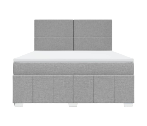 Cama box spring con colchón tela gris claro 180x200 cm