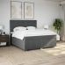 Cama box spring con colchón tela gris oscuro 180x200 cm