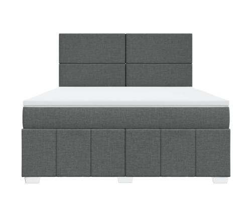 Cama box spring con colchón tela gris oscuro 180x200 cm