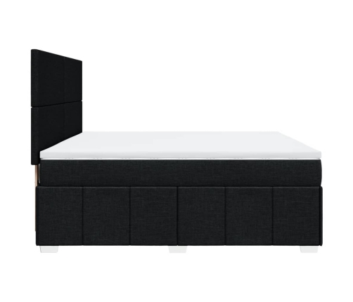 Cama box spring con colchón tela negro 180x200 cm