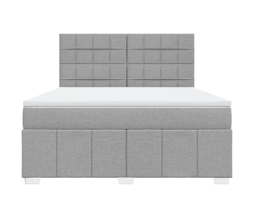 Cama box spring con colchón tela gris claro 180x200 cm