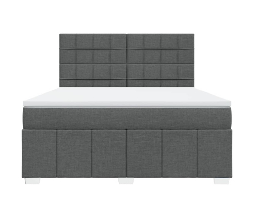 Cama box spring con colchón tela gris oscuro 180x200 cm