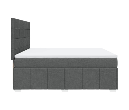 Cama box spring con colchón tela gris oscuro 180x200 cm