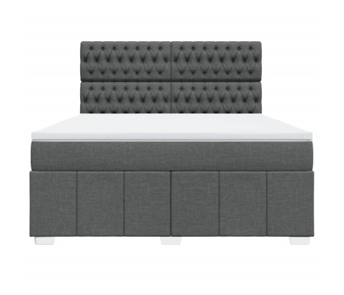 Cama box spring con colchón tela gris oscuro 180x200 cm