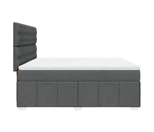 Cama box spring con colchón tela gris oscuro 180x200 cm