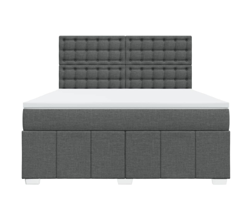 Cama box spring con colchón tela gris oscuro 180x200 cm