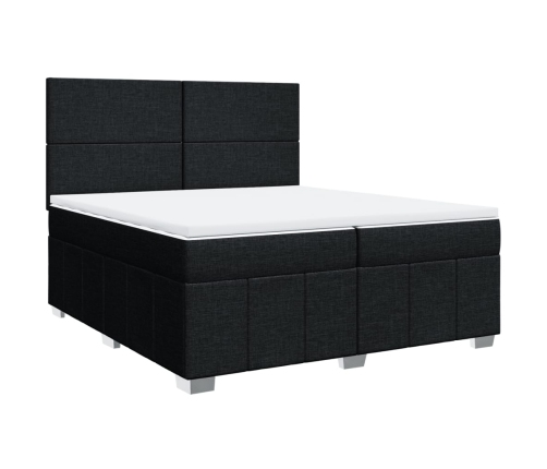 Cama box spring con colchón tela negro 200x200 cm