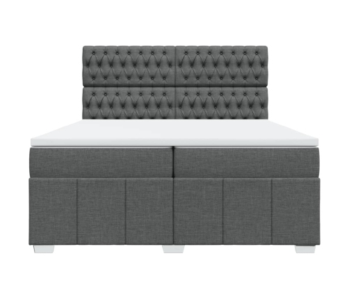 Cama box spring con colchón tela gris oscuro 200x200 cm