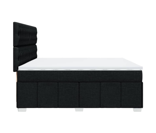 Cama box spring con colchón tela negro 200x200 cm