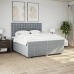 Cama box spring con colchón tela gris claro 200x200 cm