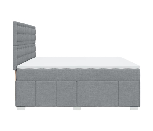 Cama box spring con colchón tela gris claro 200x200 cm