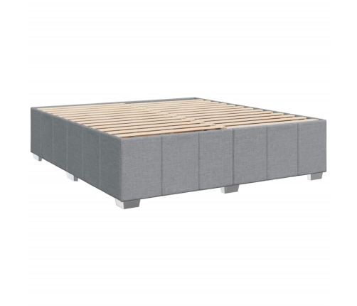 Cama box spring con colchón tela gris claro 200x200 cm