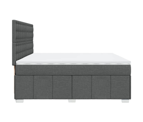 Cama box spring con colchón tela gris oscuro 200x200 cm