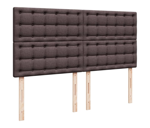 Cama box spring con colchón tela marrón oscuro 200x200 cm