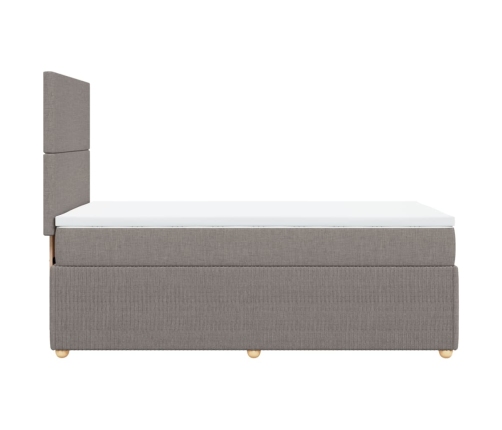 Cama box spring con colchón tela gris taupe 80x200 cm