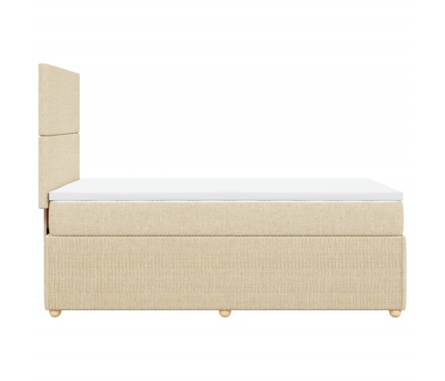 Cama box spring con colchón tela color crema 80x200 cm