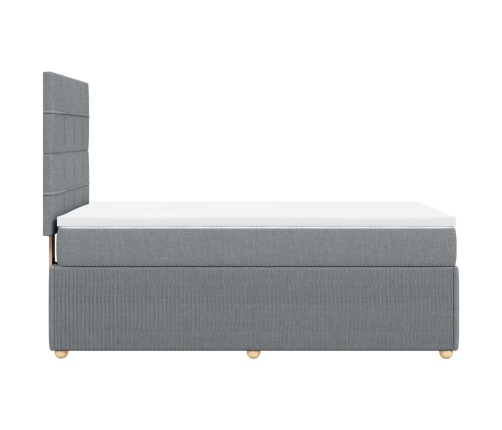 Cama box spring con colchón tela gris claro 80x200 cm