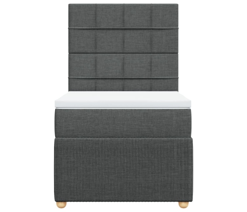 Cama box spring con colchón tela gris oscuro 80x200 cm