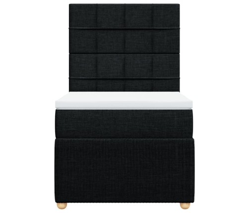 Cama box spring con colchón tela negro 80x200 cm