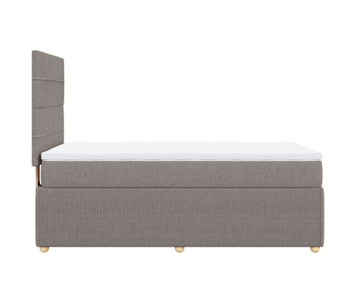 Cama box spring con colchón tela gris taupe 80x200 cm