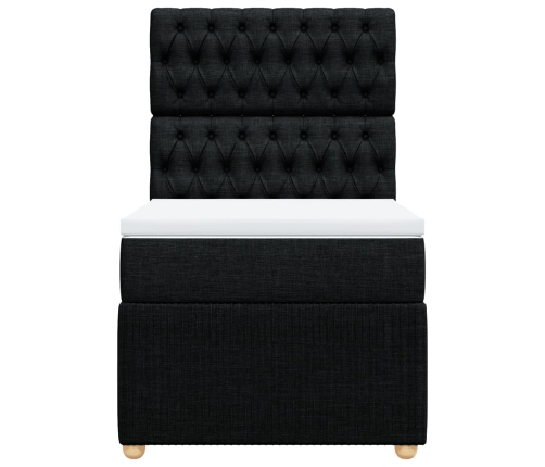 Cama box spring con colchón tela negro 80x200 cm