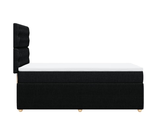 Cama box spring con colchón tela negro 80x200 cm