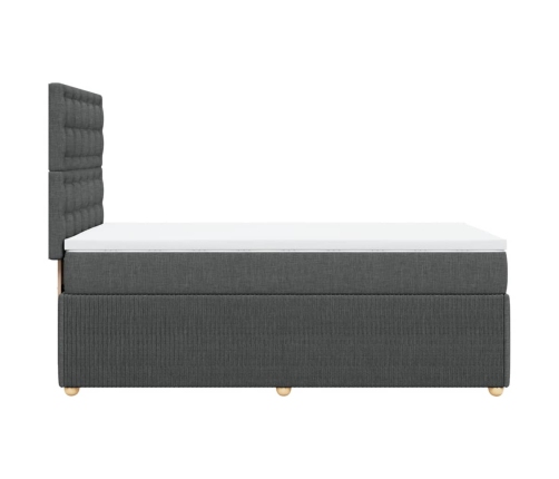 Cama box spring con colchón tela gris oscuro 80x200 cm