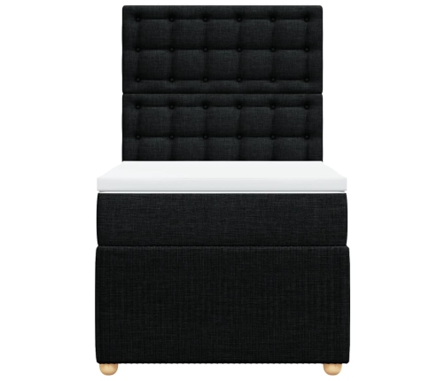 Cama box spring con colchón tela negro 80x200 cm